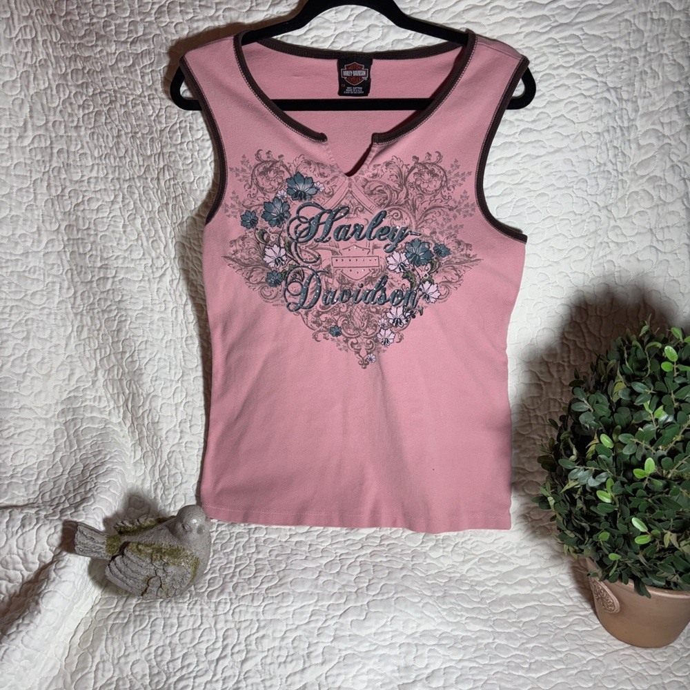 Harley-Davidson Women's Pink Floral Tank Top
